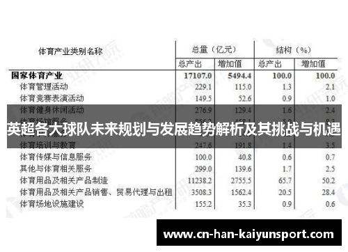 英超各大球队未来规划与发展趋势解析及其挑战与机遇